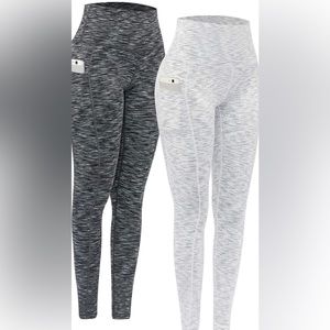 Fengbay High Waist Tummy Control 4 way stretch Workout/Yoga leggings size large